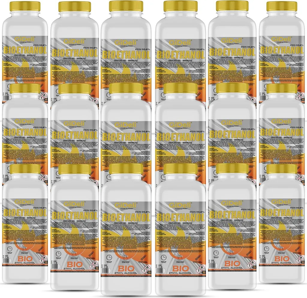 Bioetanolo inodore 96,6% 18L per caminetti universali senza fumo e senza fuliggine GiDeli