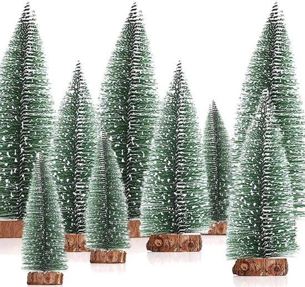Sapin de Noël Artificiel avec Socle Bois et Effet Neige 10-20 cm