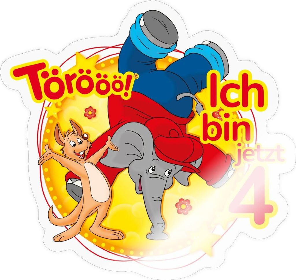 Spreadshirt Benjamin Blümchen Ich Bin Jetzt 4 Sticker Aufkleber, 10 x 10 cm, Transparent glänzend