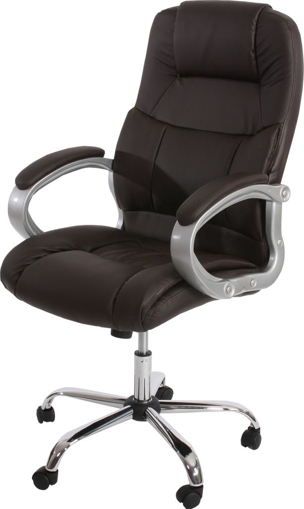 Profi-Bürostuhl Boston XXL Chefsessel Drehstuhl US-Version, 150kg belastbar, Kunstleder braun