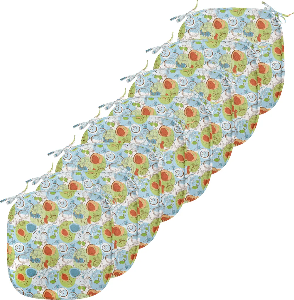 Coussin de Siège Imperméable avec Sangles 40cm Motif Swirl Vert - 8 Pièces
