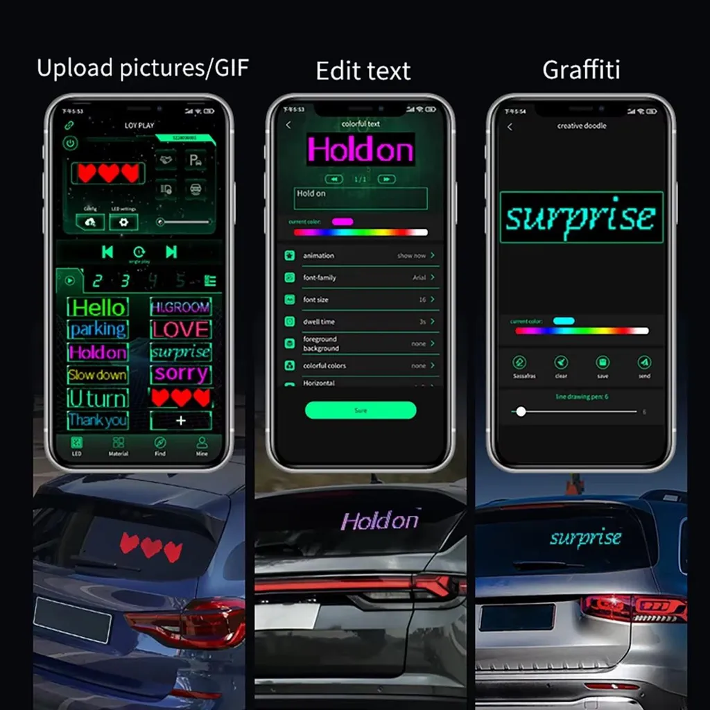 Écran LED voiture programmable 59 cm : rendez votre message enfin visible ! - 6
