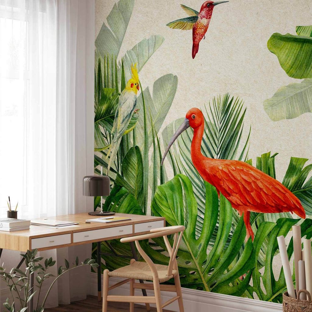 Selbstklebende Folie Fototapete - Exotic Birds - Third Variant 392x280 cm Tiere b-C-10067-a-c