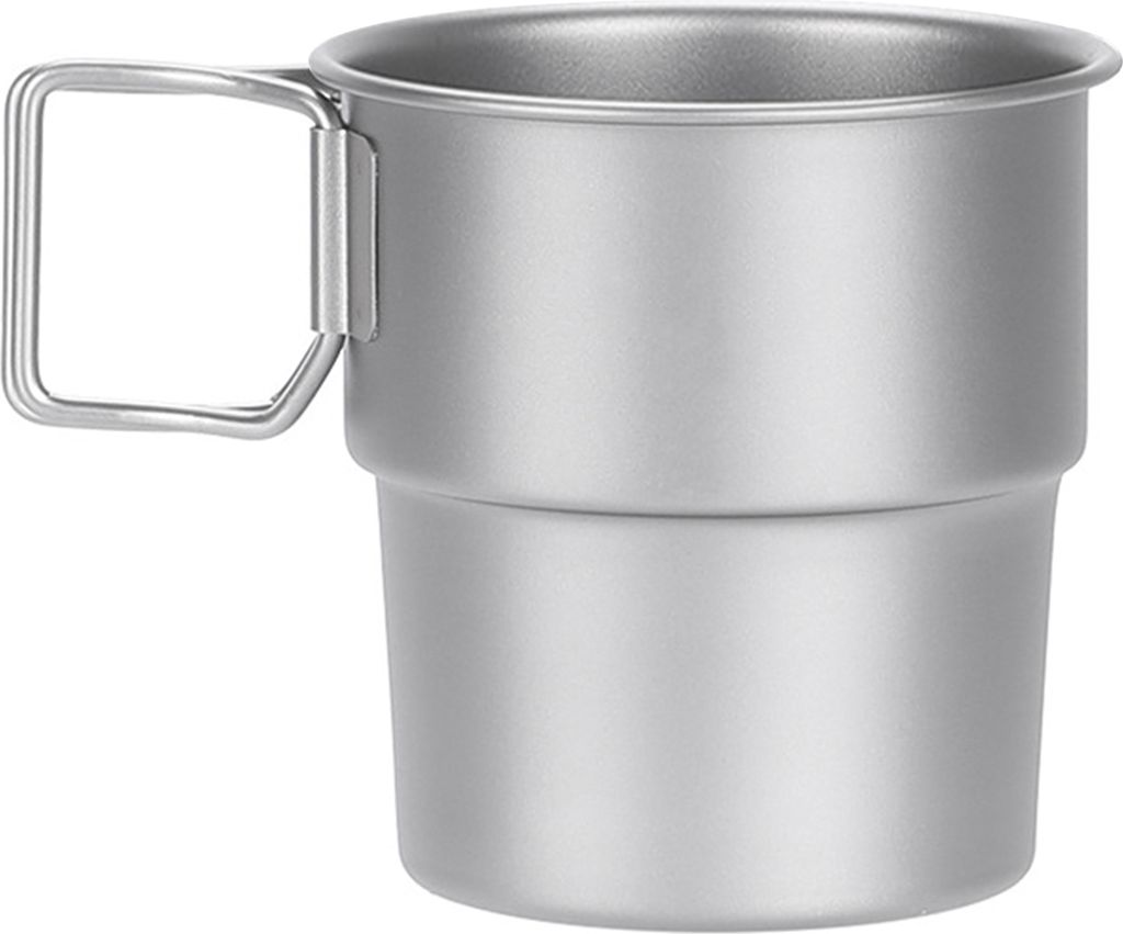 Stapelbare Kaffeebecher, Titan-Campingbecher, 300 ml, faltbarer Griff, Outdoor-Kaffeebecher, wiederverwendbarer Metallbecher, Campingbecher