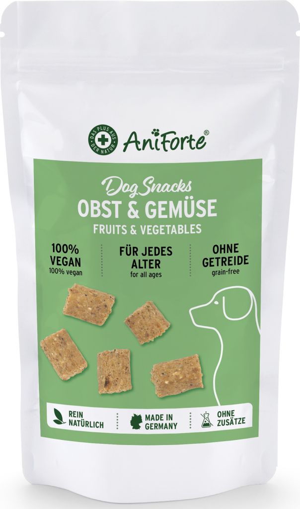 AniForte Dog Snacks Obst & Gemüse 150 g - Natürliche Hundesnacks ohne Fleisch, vegetarische Hunde Leckerlis ohne künstliche Zusätze & Getreide