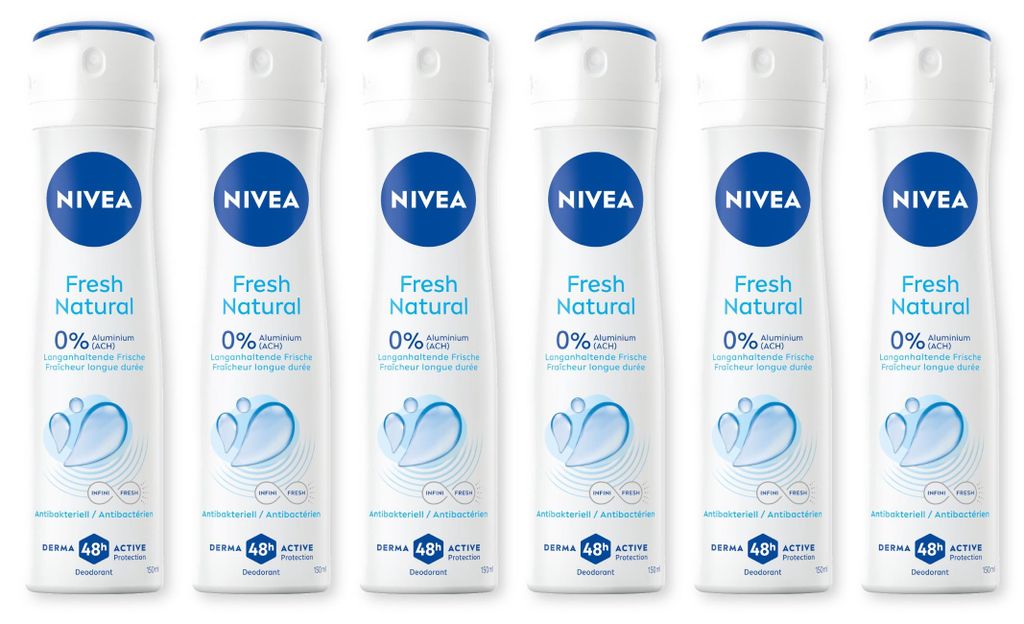 NIVEA Deodorant Fresh Natural Deo Spray 6 x 150ml