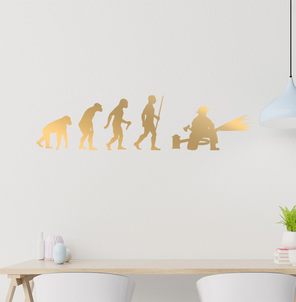 Feuerwehrmann Evolution Wandtattoo Wandaufkleber Wall Sticker - Dekoration, Küche, Wohnzimmer, Schlafzimmer, Badezimmer