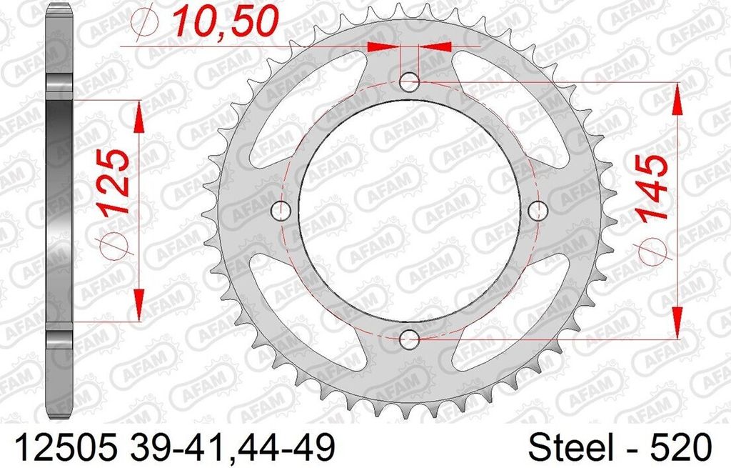 AFAM Standard Stahlritzel hinten 12505 - 520