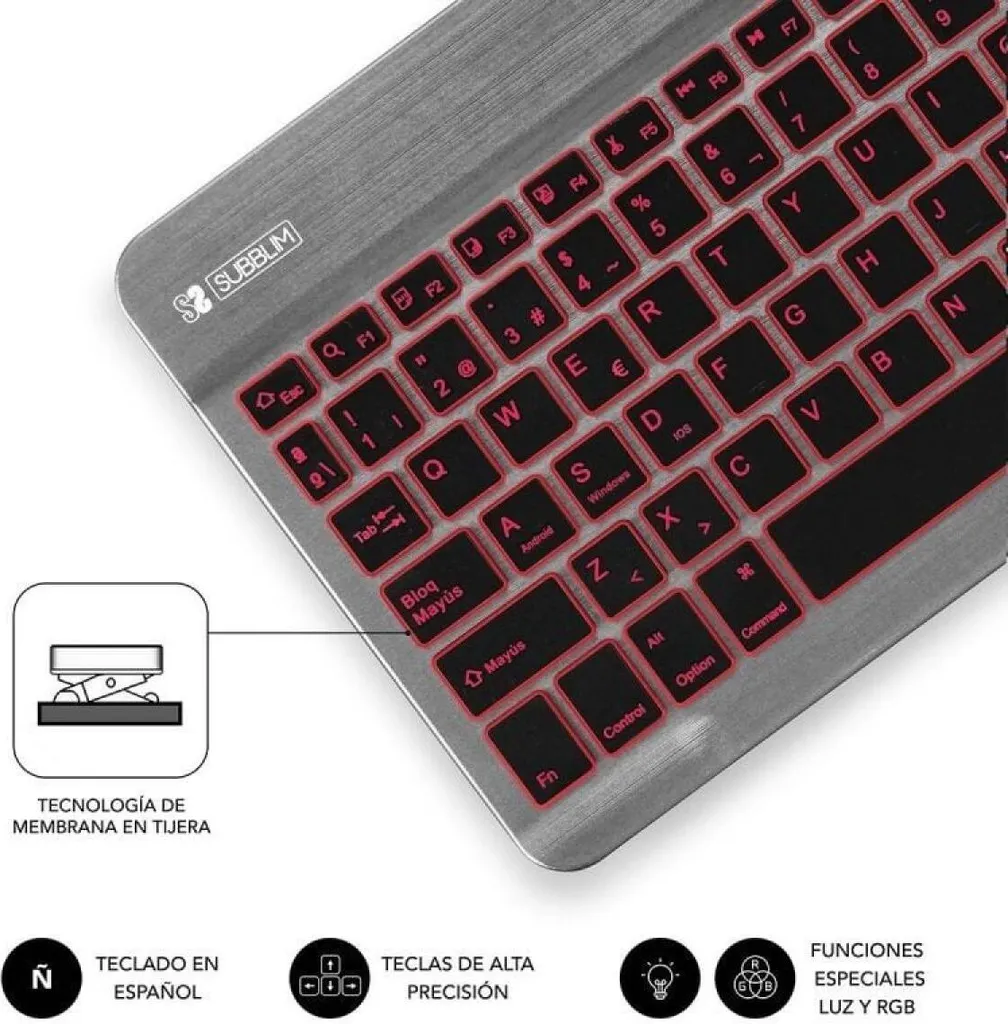 Clavier Bluetooth Silencieux Subblim Smart pour travailler dans le noir Gris