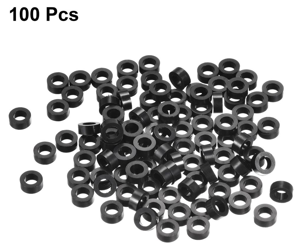 100 Stš¹ck Runde Nylon Distanzscheibe 4.2 mm Innendurchm. 7 mm Au?endurchm. 3 mm H?he fš¹r M4 Schrauben Schwarz