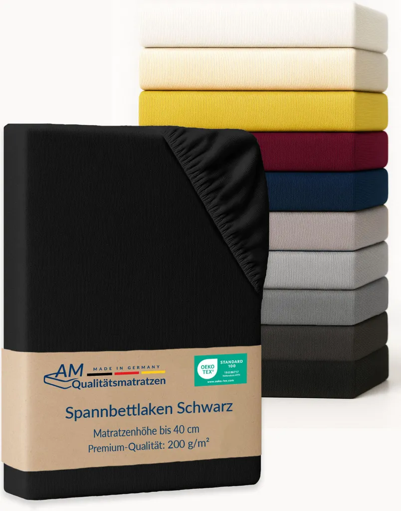 Lenzuolo Premium Nero 140x200 Cotone 200g/m² AM Qualitätsmatratzen