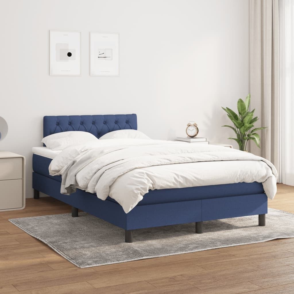 Maison Exclusive - Boxspringbett mit Matratze Blau 120x200 cm Stoff