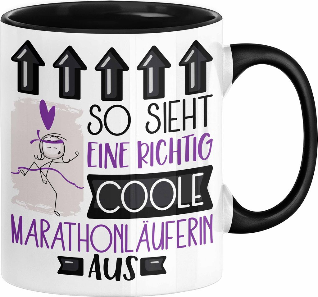 Marathonläuferin Geschenk Tasse Lustig Geschenkidee für Marathonläuferin Geburtstag So Sieht Eine Richtig Coole Marathonläuferin Aus Frauen Spr...