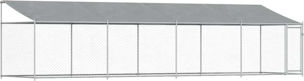 vidaXL Hundezwinger mit Dach und Tür Grau 8x2x2 m Verzinkter Stahl