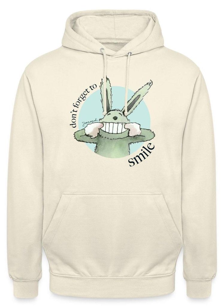 Spreadshirt Janosch Hase Don't Forget To Smile Uni Hoodie, S, Vanille-Milchshake