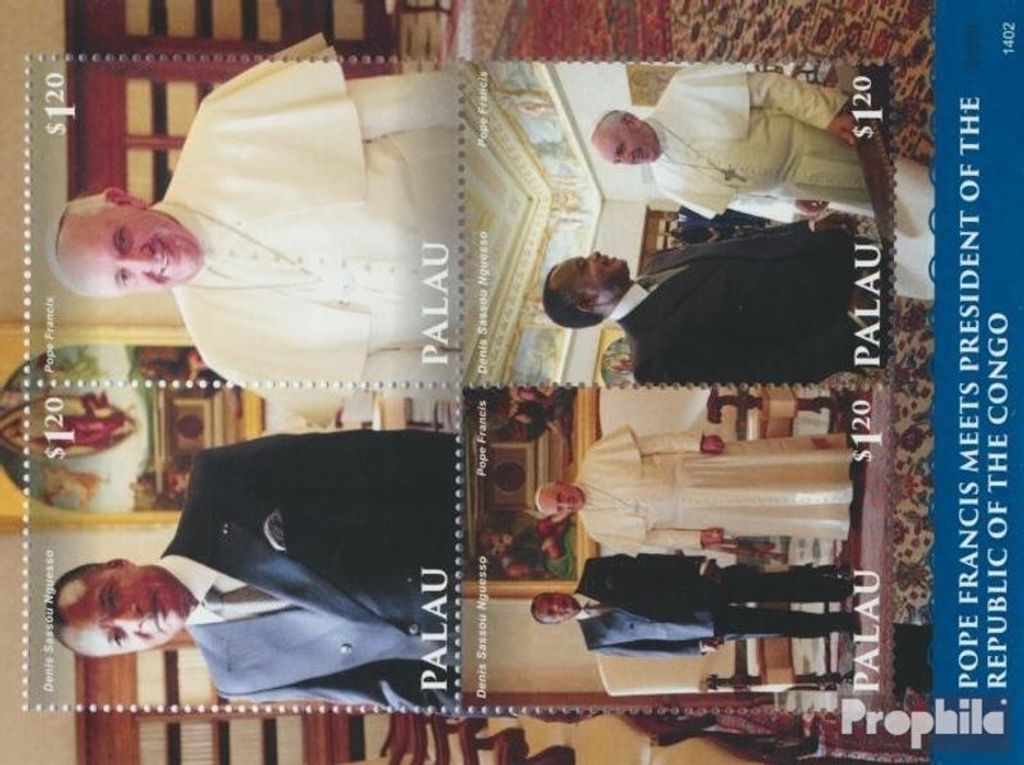 Briefmarken Palau-Inseln 2014 Mi 3461-3464 Kleinbogen (kompl.Ausg.) postfrisch Papst Franziskus