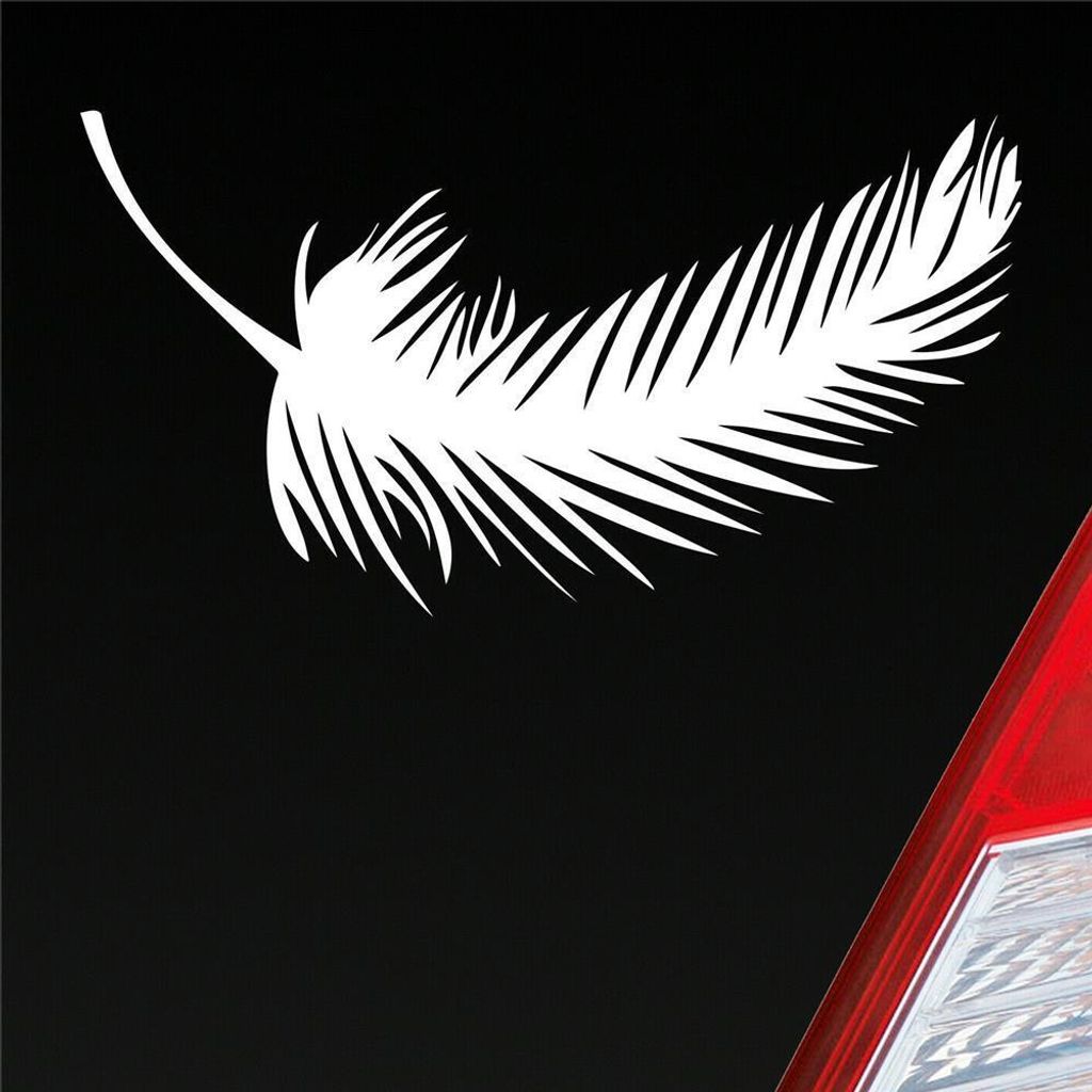 Auto Aufkleber Feder Federn Tuning Deko Vintage 10x5,5 cm Weiss Glanz Sticker Heckscheibenaufkleber