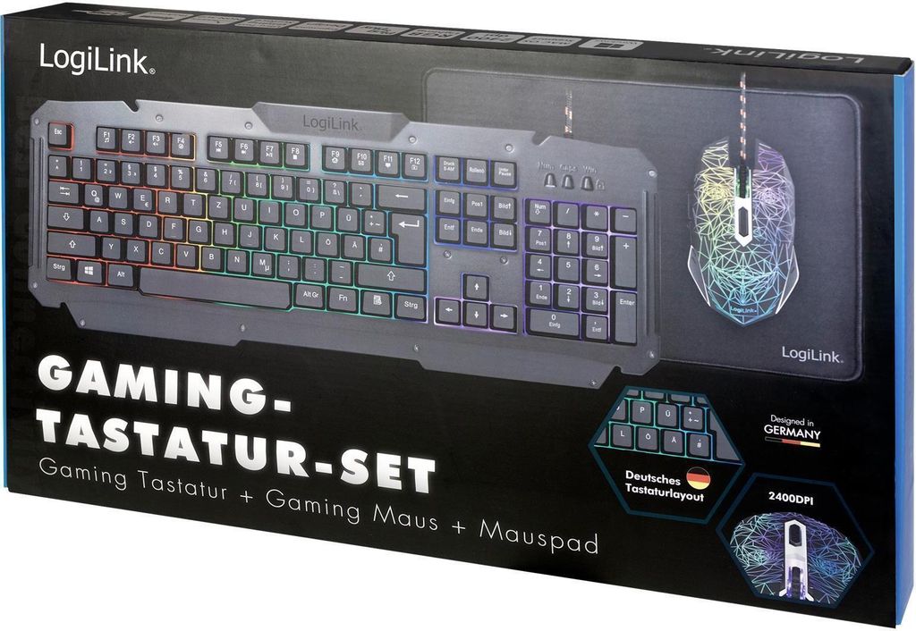 Logilink Gaming-Set aus Tastatur, Maus und Mauspad Produktbild 