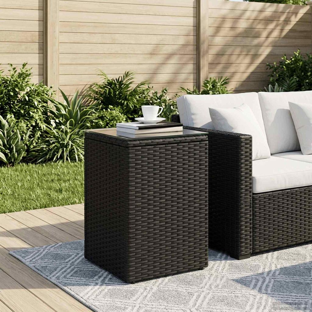Möbel Beistelltisch Schwarz Poly-RattanBeistelltische - Produktbild 