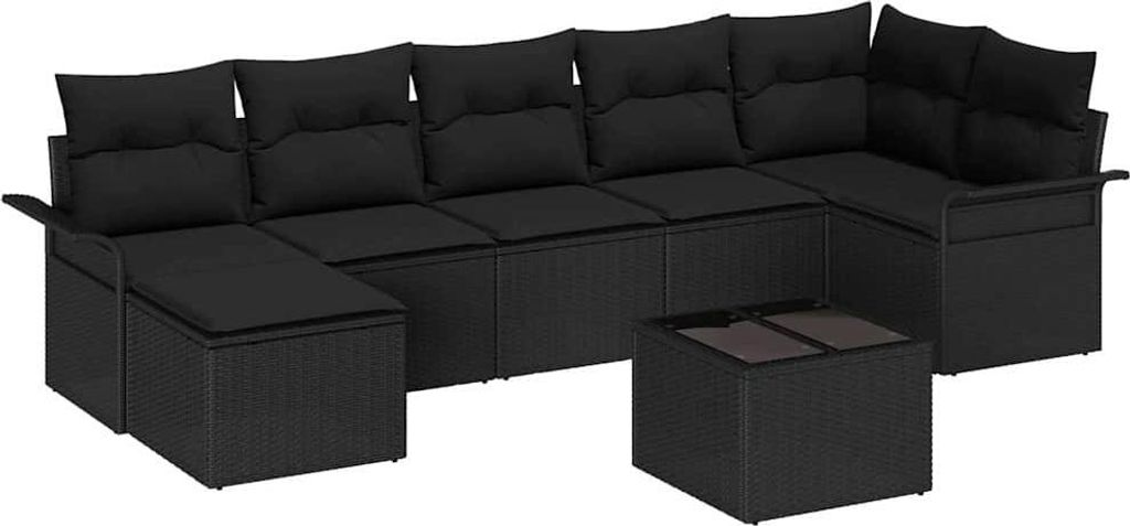 vidaXL Gartensofa-set mit Speicher 8 pcs Schwarz Poly-Rattan