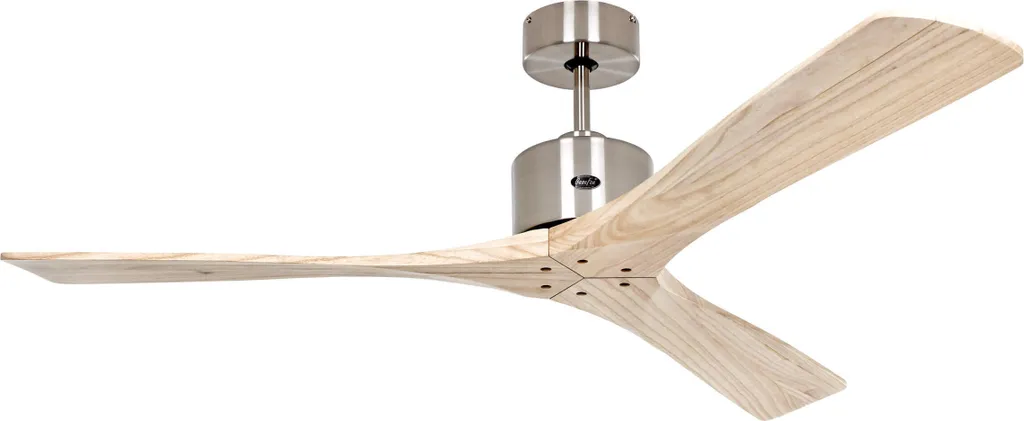 Ventilateur de plafond Macau télécommandé 132cm Chrome / Bois naturel