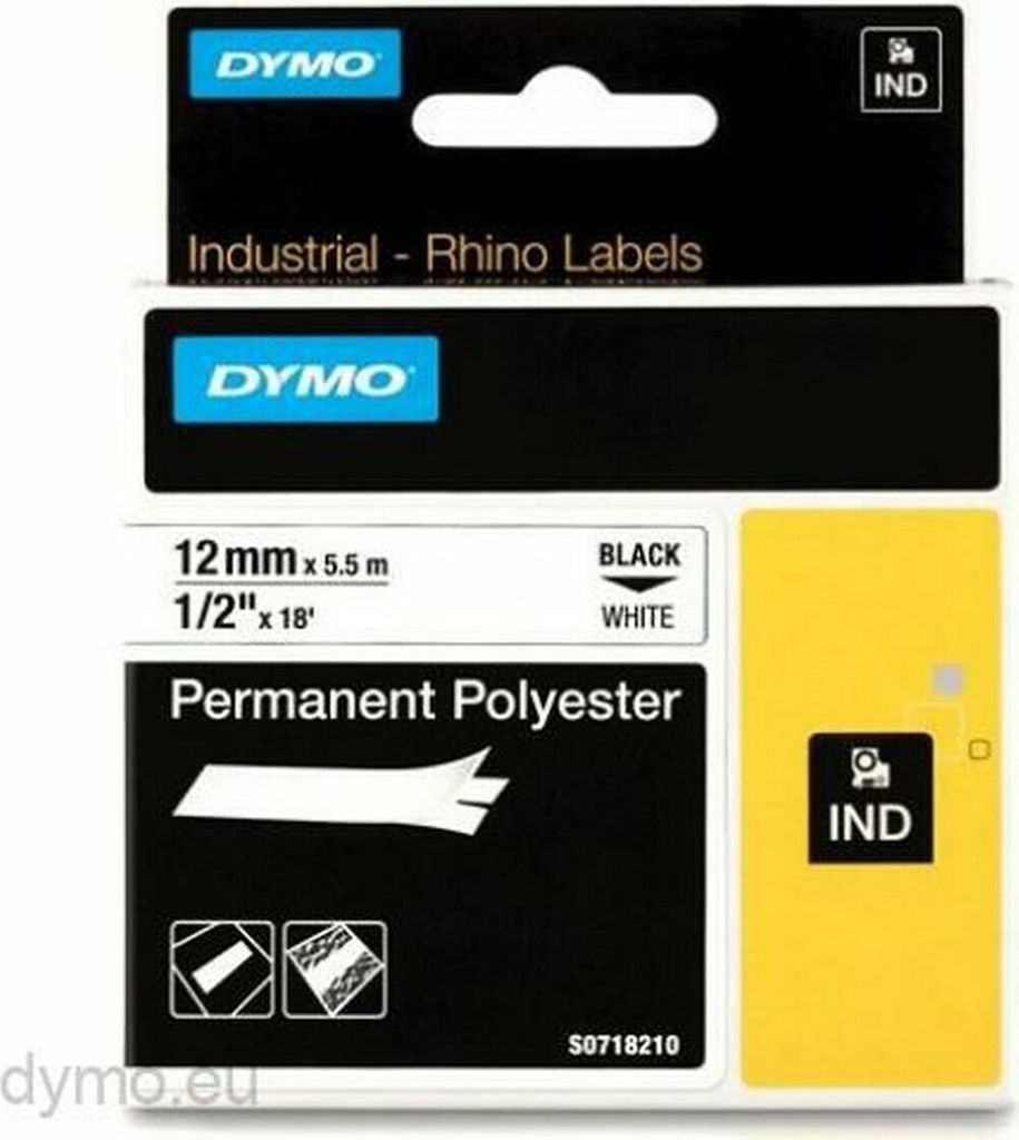DYMO Rhino Industrie Permanente Polyesteretiketten | 12 mm Produktbild 