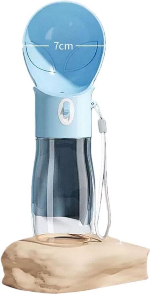 INF 380ml Tragbare Haustier Wasserflasche für Outdoor Spaziergänge, Auslaufsicher Blau