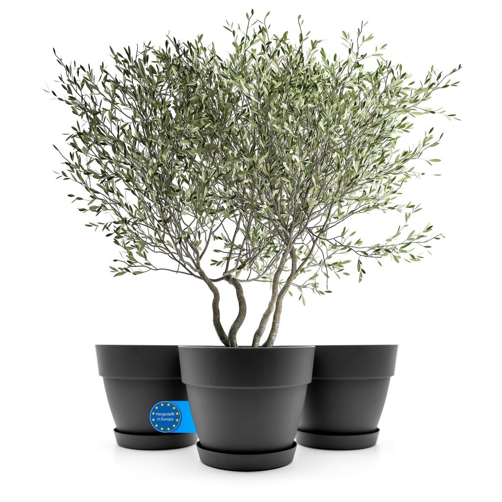 BigDean 3 Stück Blumentopf mit Untersetzer rund ø40 cm in Produktbild 