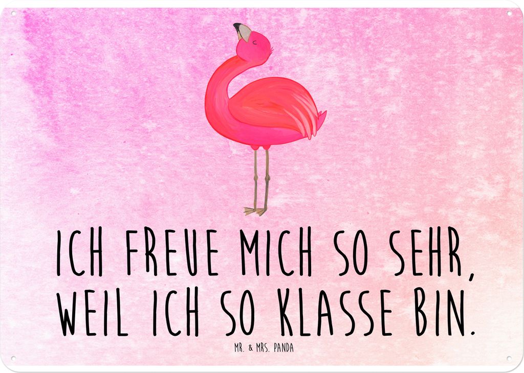Mr. & Mrs. Panda wandtafel Flamingo Stolz DIN A4 - Aquarell Pink - Geschenk, Wandbild, Retro Blechschild, Mama, Tochter, Freundin, tafel, Schild