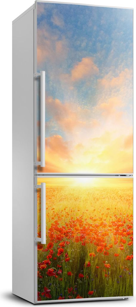 Tulup Kühlschrankdekoration - 70x190 cm - Aufkleber auf dem Kühlschrank - Landschaften Mohnfeld