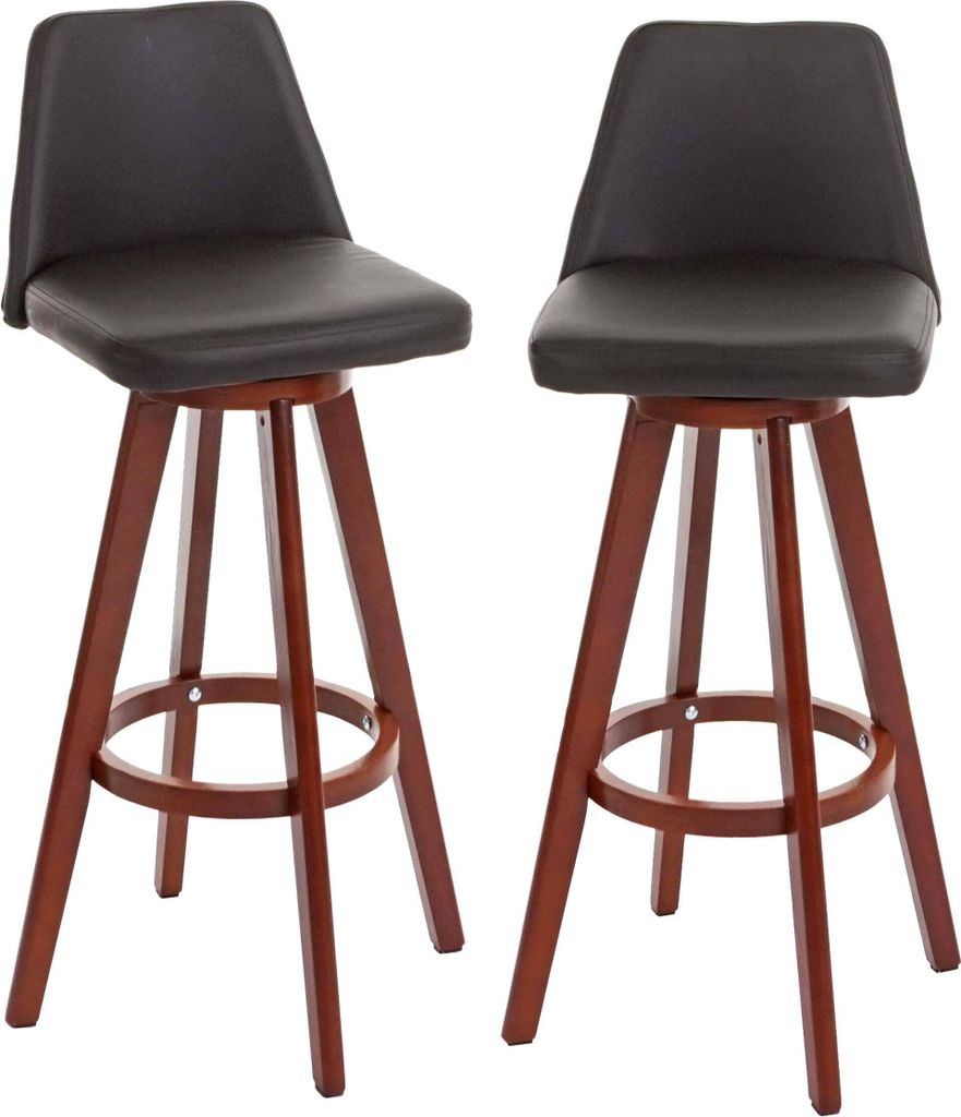 2er-Set Barhocker MCW-C43, Barstuhl Tresenhocker, Holz Kunstleder drehbar MVG- braun