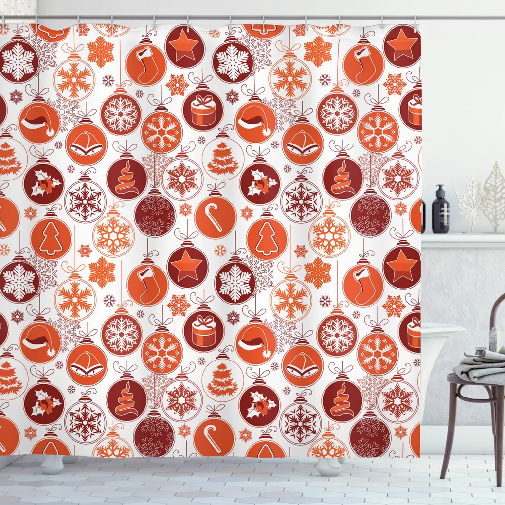 ABAKUHAUS Tenda Doccia Rossa Natale 175x220 - Anti-muffa e Lavabile
