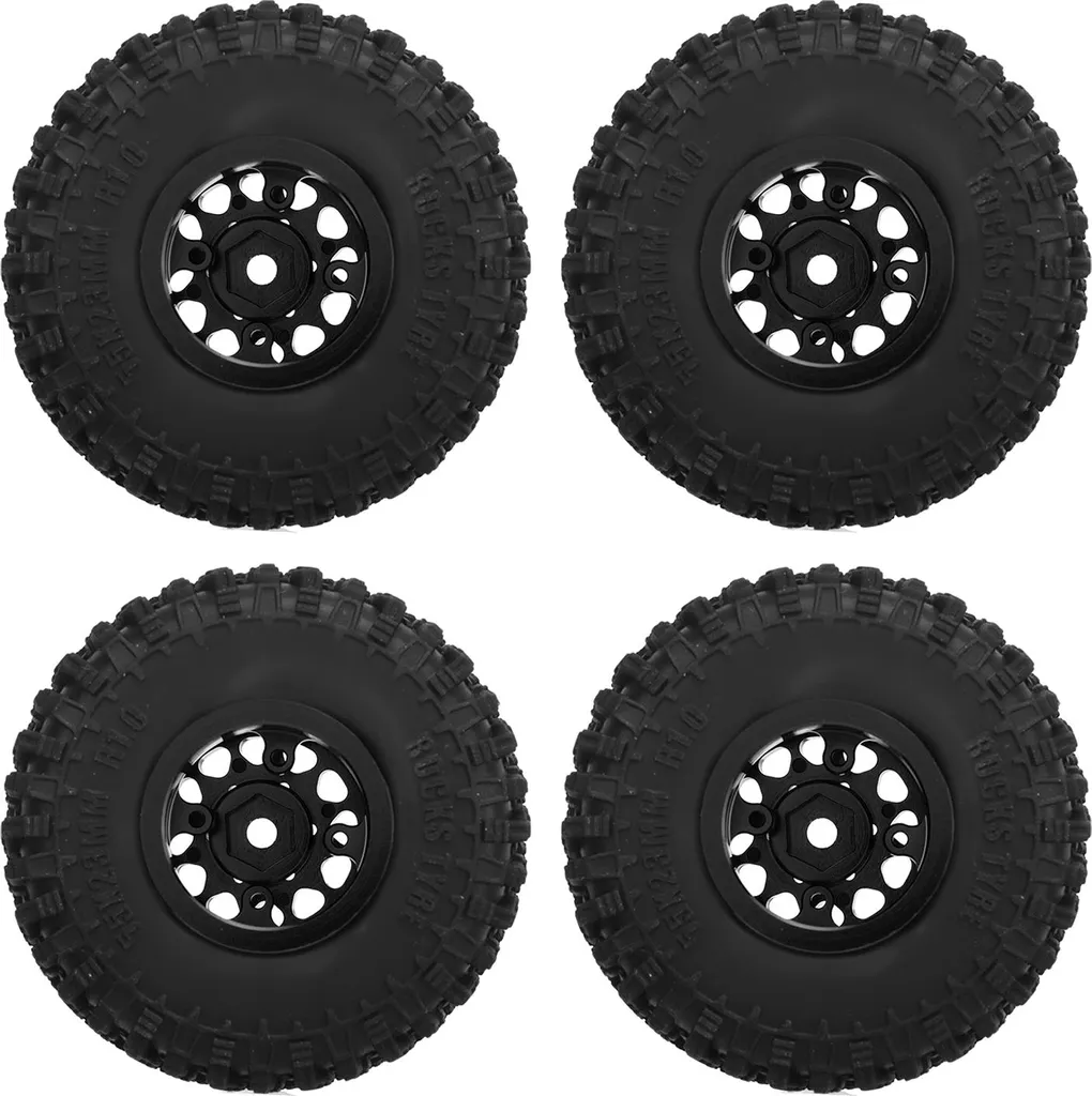4 Roues RC en alliage d'aluminium pour TRAXXAS 1/18 TRX4M Noir - Pack Complet