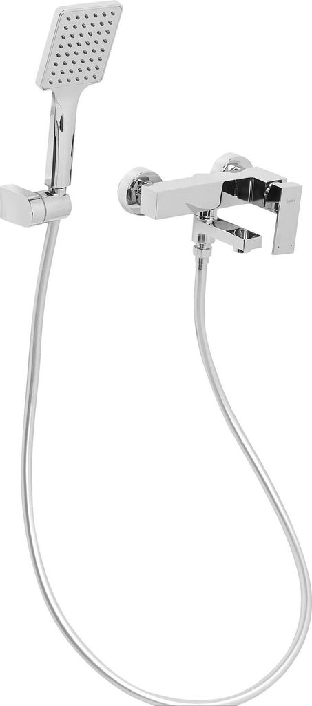 BELIANI Unterputz Badewannenarmatur Set Silber Messing mit Umschalter Modernes Design UP-Wannen-/Duscharmatur Wand-Einhebelmischer mit Handbrause