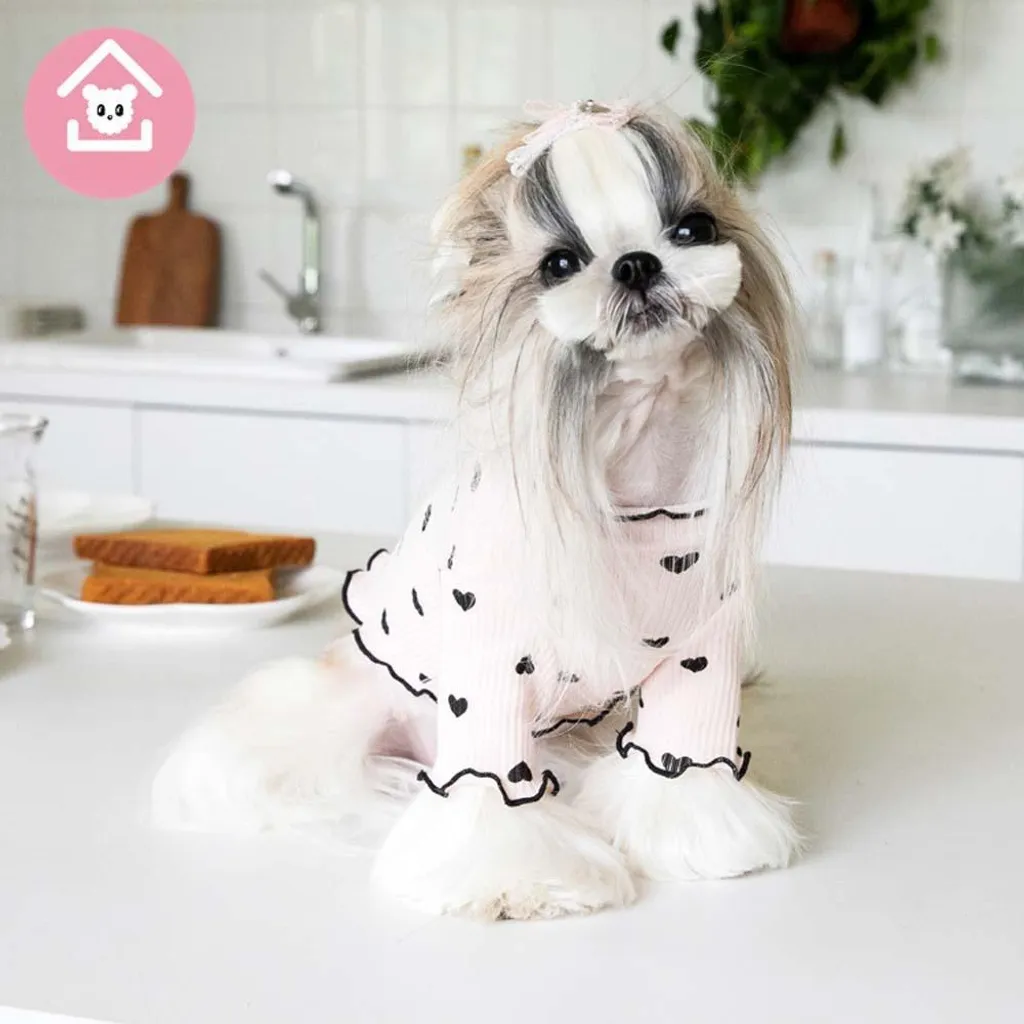 INF Simpatico gilet stampato per animali domestici con volant - Abbigliamento autunno inverno per cani e gatti Rosa XXXL