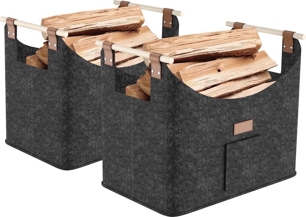 XMTECH 2 kusy plstené tašky na palivové drevo kôš na drevo Obrázok produktu 