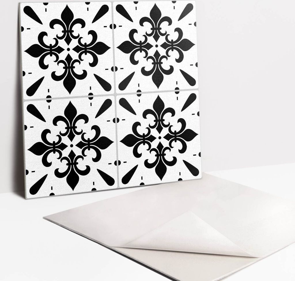 Fliesenaufkleber Set - 9 Stück Selbstklebende PVC Fliesen-Designs - Für Bad und Küche 30 x 30 - Elegante Fliesen