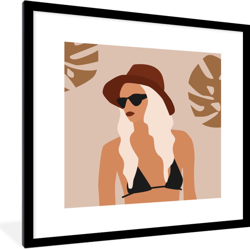MuchoWow Gerahmtes Poster Sommer - Frau - Bikini 40x40 cm - Poster mit Schwarzem Bilderrahmen Wandposter Rahmen Foto Bilder - Poster - Plakat im ...