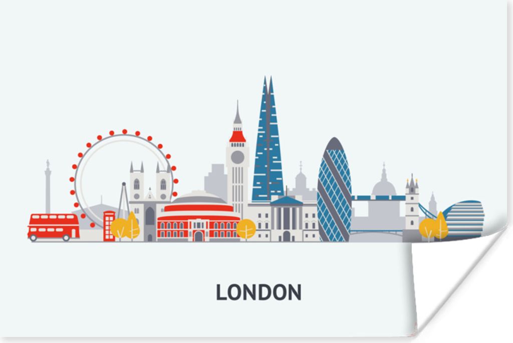 MuchoWow Poster London - England - Skyline 60x40 cm - Schlafzimmerdekoration