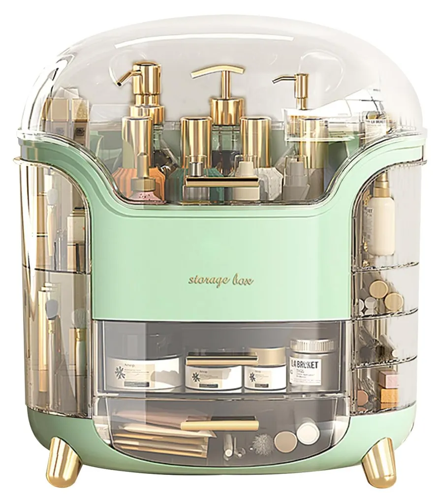 Rangement maquillage vert clair avec tiroirs - Organisateur cosmétique