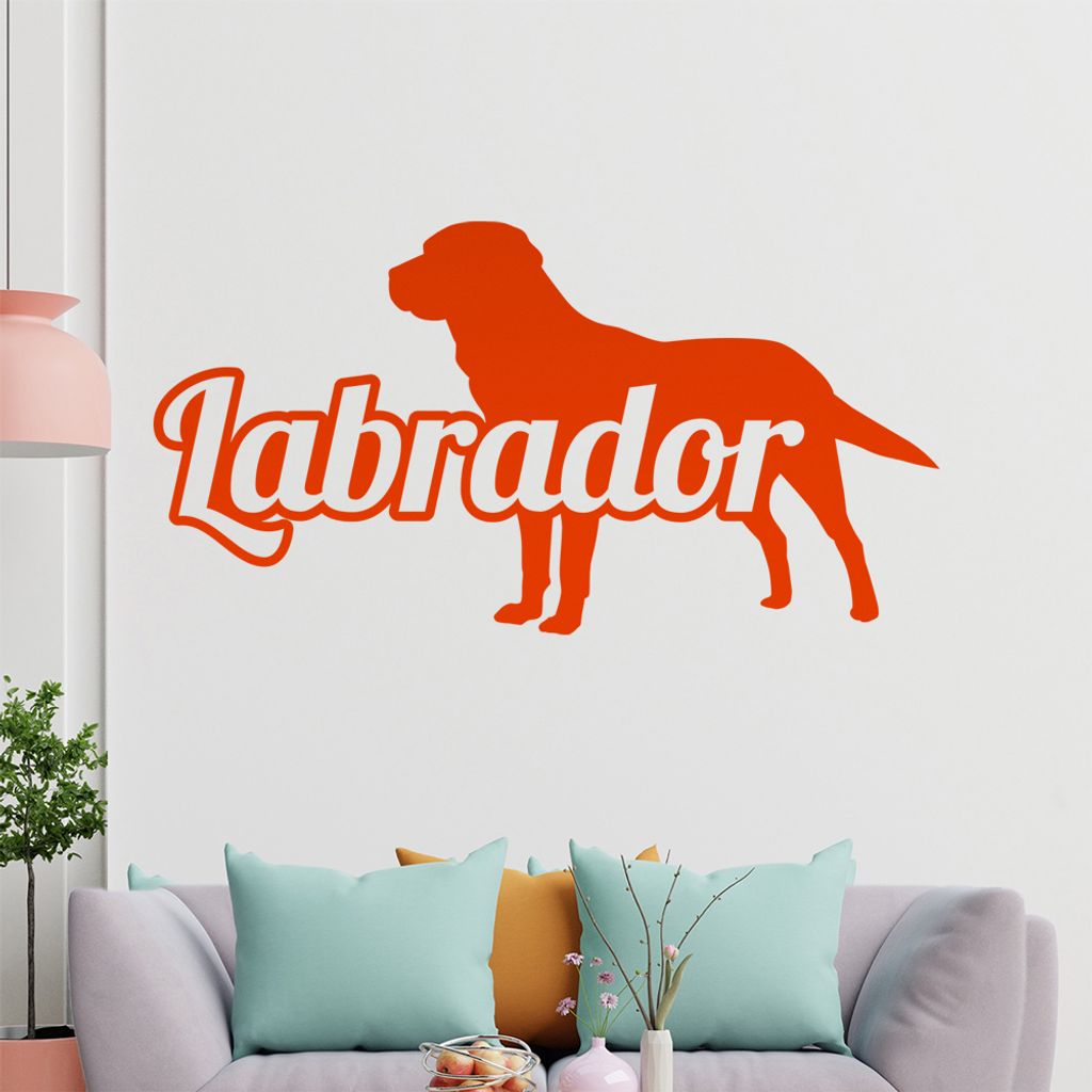 KIWISTAR Labrador mit Name Silhouette Schrift Wandtattoo in 6 Größen - Wandaufkleber Wall Sticker - Dekoration, Küche, Wohnzimmer, Schlafzimmer,...