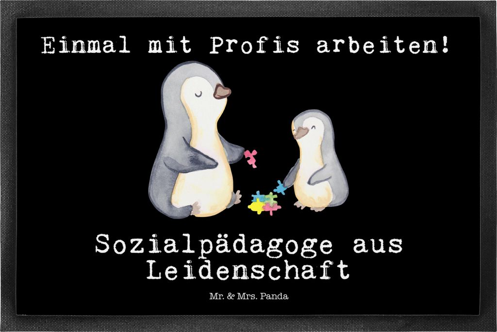 Mr. & Mrs. Panda fußmatte Sozialpädagoge Leidenschaft 50 x 75 cm - Schwarz - Geschenk, Gummimatte, Schmutzmatte, Schmutzfangmatte, abstreifer, Fu...