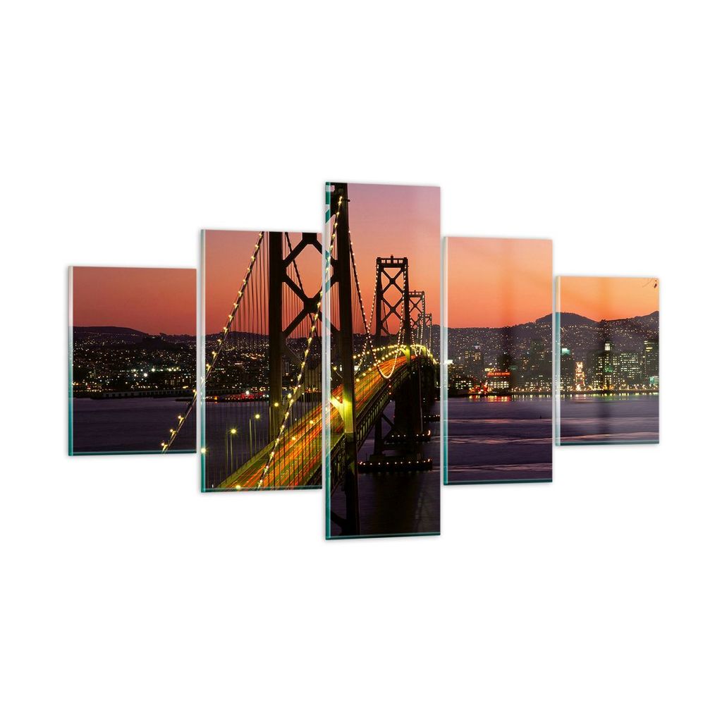 Bilder auf glas - Brücke Fluss Landschaft - 125x70cm - Glasbilder - Wandbilder - Kunstdruck - zum Aufhängen bereit - Wanddekoration aus Glas - Gl...