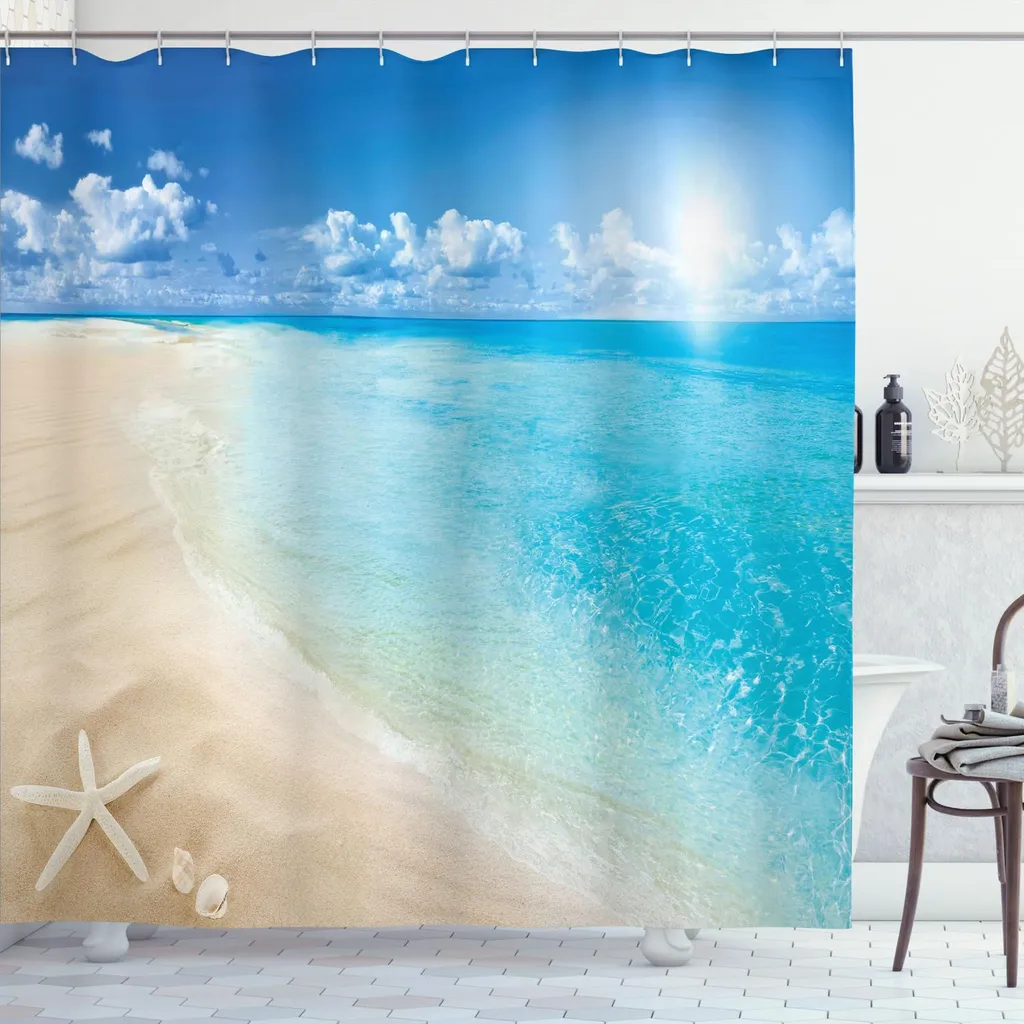 Tenda da Doccia ABAKUHAUS Summer Seashore 175x180 - Design Acquamarina