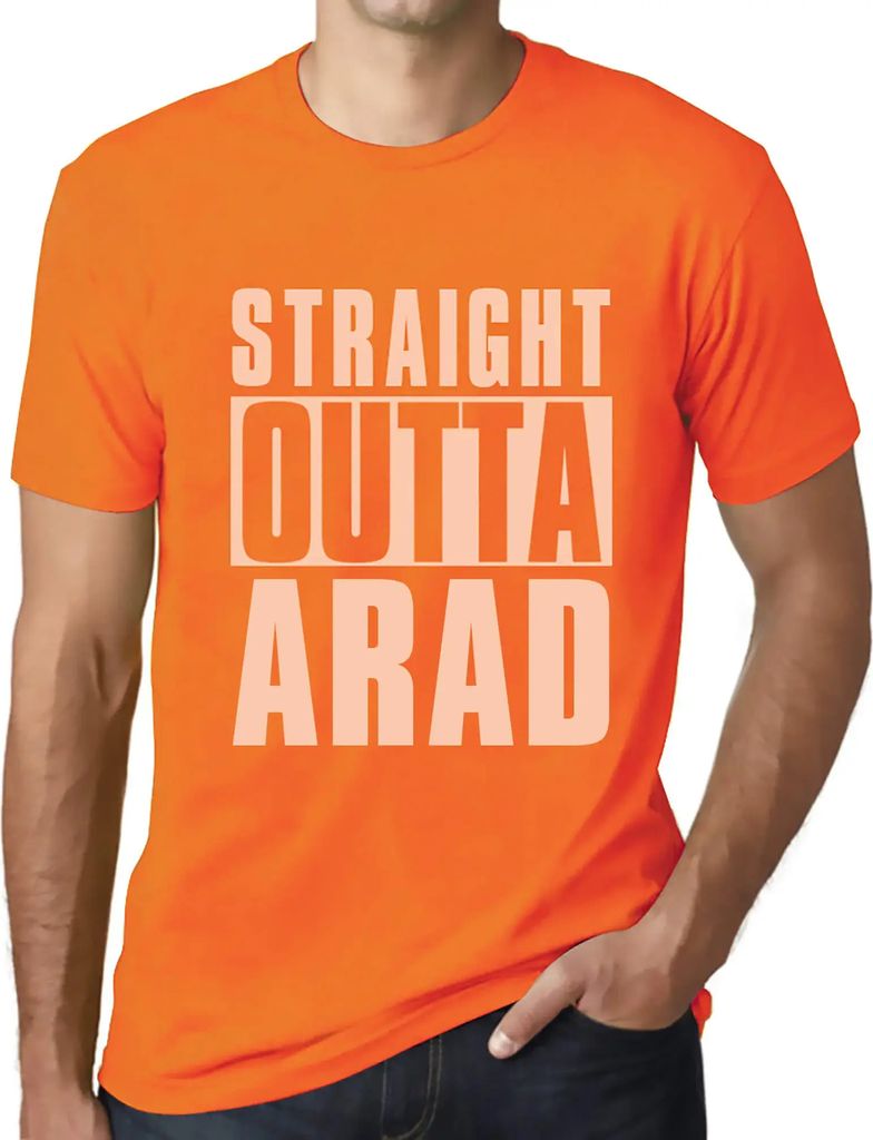 Herren Grafik T-Shirt Direkt aus Arad – Straight Outta Arad – Öko-Verantwortlich Vintage Jahrgang Kurzarm Lustige Druck Geburtstag Geschenk Mann