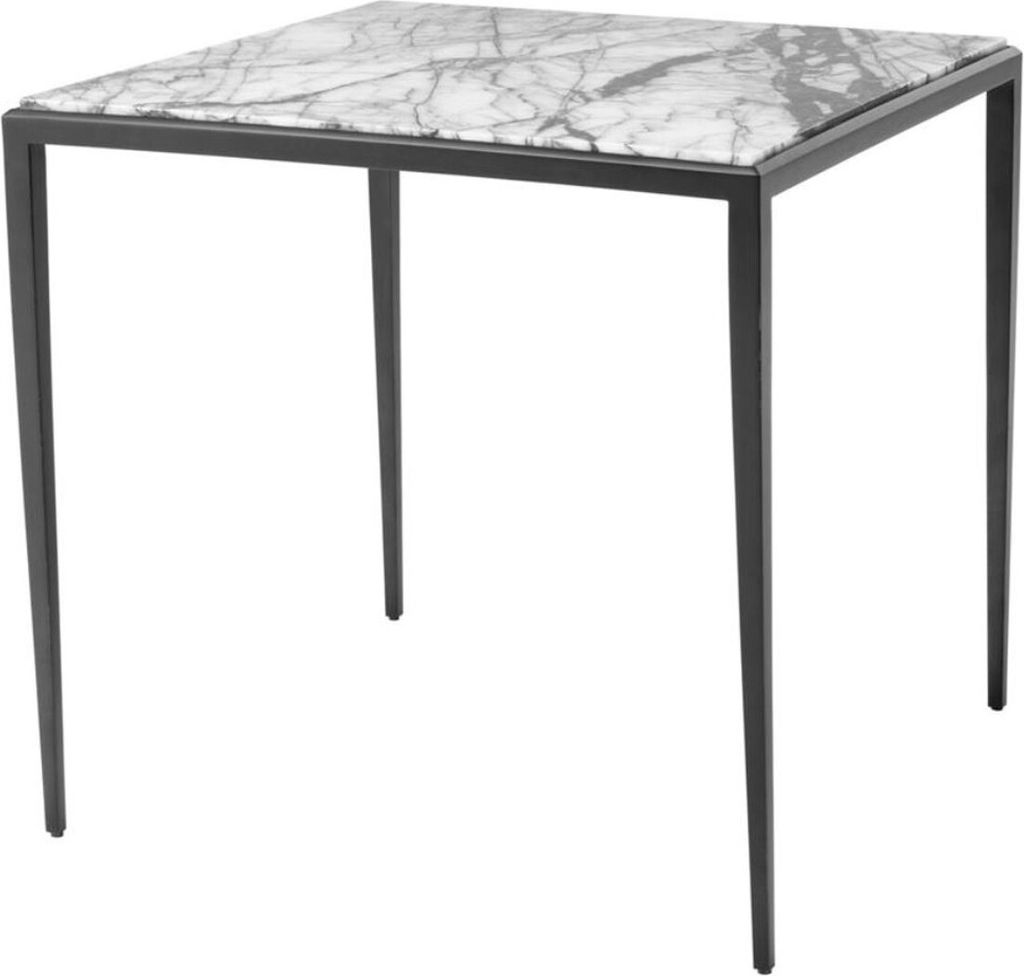Casa Padrino Beistelltisch in bronze mit weißer Marmorplatte 60 x 60 x H. 58 cm - Luxus Wohnzimmermöbel