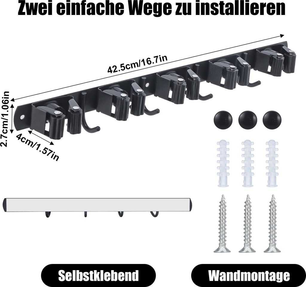 Držák na smeták, nerezový držák na smeták na stěnu, 5 Obrázek produktu 8
