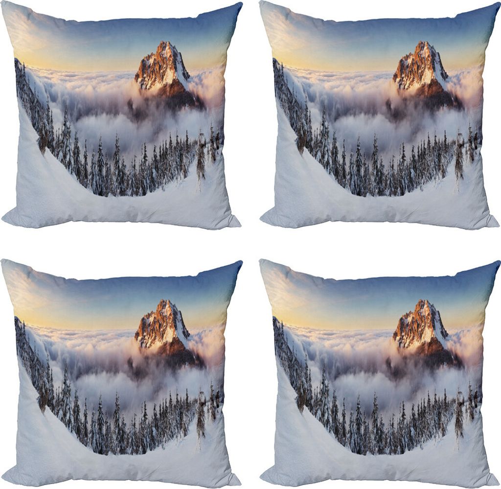 ABAKUHAUS Berg Kissenbezug Set (4 Stück), Roszutec Slowakei, Moderner Doppelseitiger Digitaldruck, 40 cm x 40 cm, Mehrfarbig