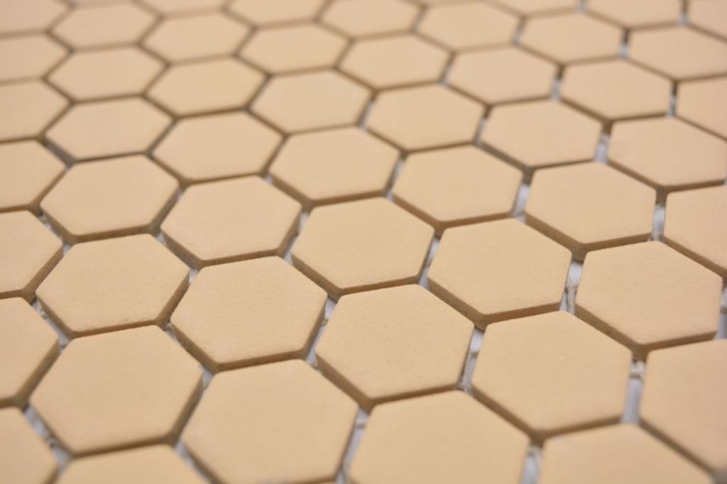 Handmuster Keramik Mosaik Hexagon ockerorange R10B Duschtasse Bodenfliese Mosaikfliese Küche Bad Boden MOS11H-1208-R10_m