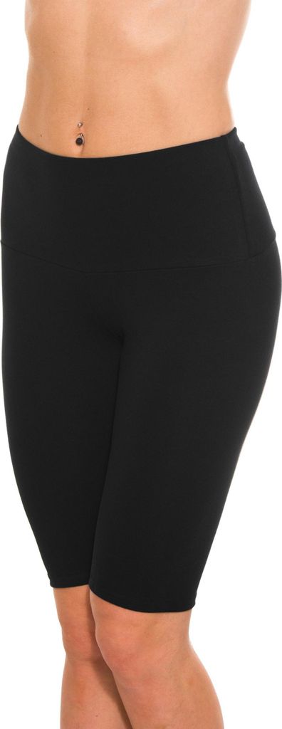 Alkato Damen Sport Shorts mit Hohem Bund Hotpants Radlerhose Long Shorts, Farbe: Radlerhose Schwarz, Größe: 36